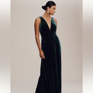 Jenny Yoo Logan Deep-V Velvet Dress